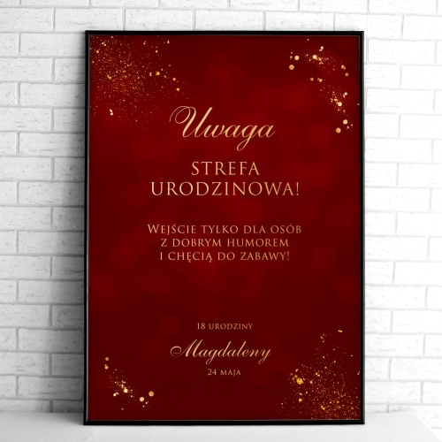 Tablice powitalne na przyjęcie urodzinowe bordowo-złote