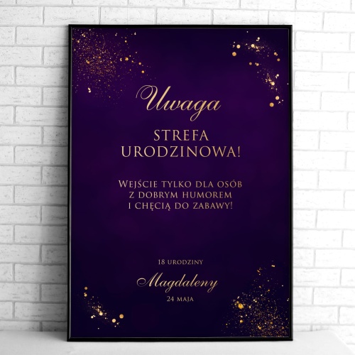 Tablice powitalne na przyjęcie urodzinowe fioletowo-złote