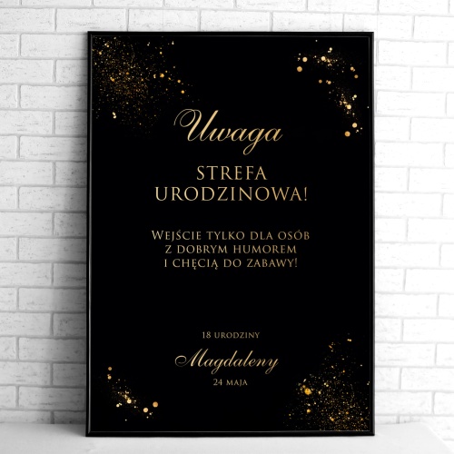 Tablice powitalne na przyjęcie urodzinowe czarno-złote