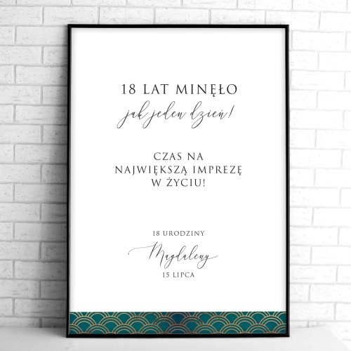Tablice powitalne na przyjęcie urodzinowe czarno-złote geometryczne