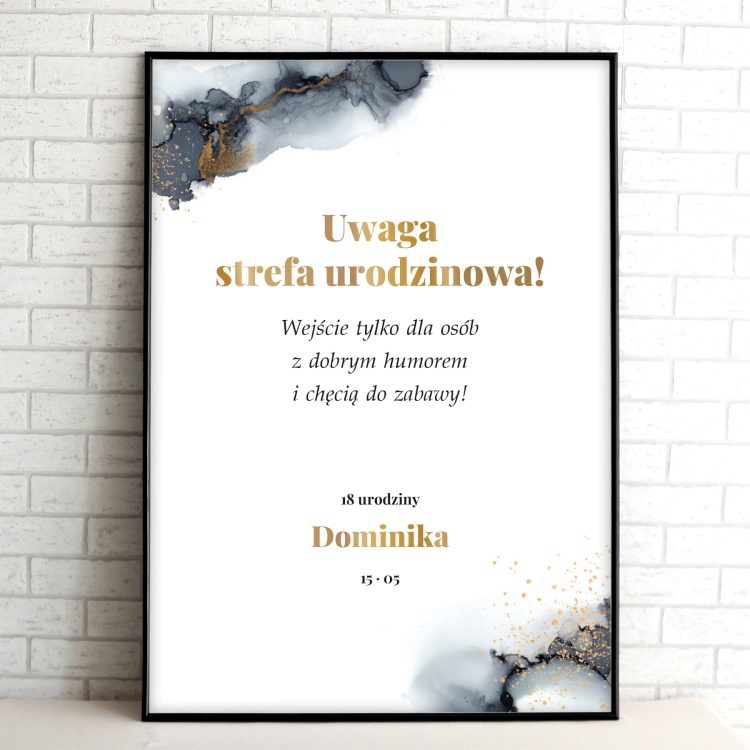 Tablice powitalne na przyjęcie urodzinowe akwarela ze złotem