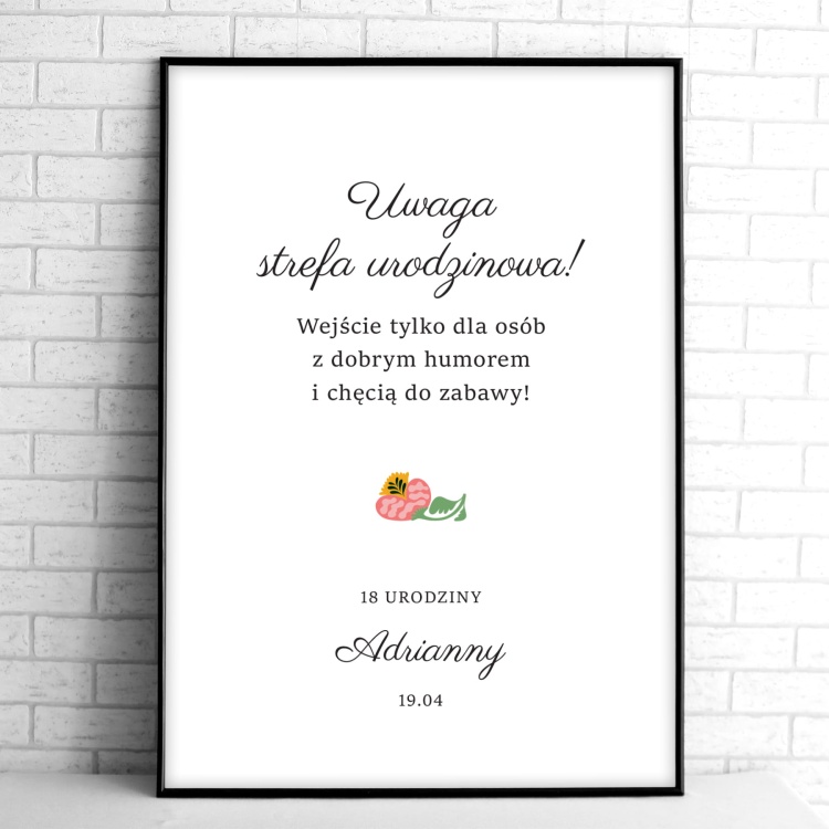 Tablice powitalne na przyjęcie urodzinowe z różowym kwiatem