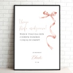 Tablice powitalne na przyjęcie urodzinowe z różową kokardką