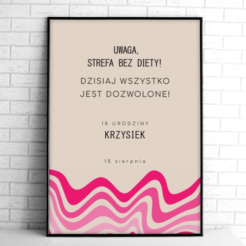 Tablice powitalne na przyjęcie urodzinowe z różową falą