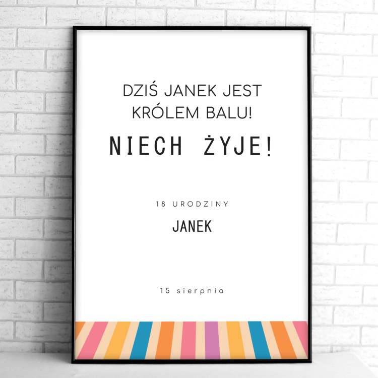 Tablice powitalne na przyjęcie urodzinowe z kolorowymi paskami