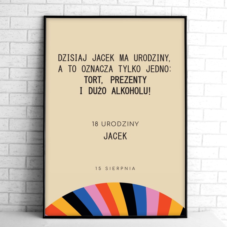 Tablice powitalne na przyjęcie urodzinowe kolorowe paski