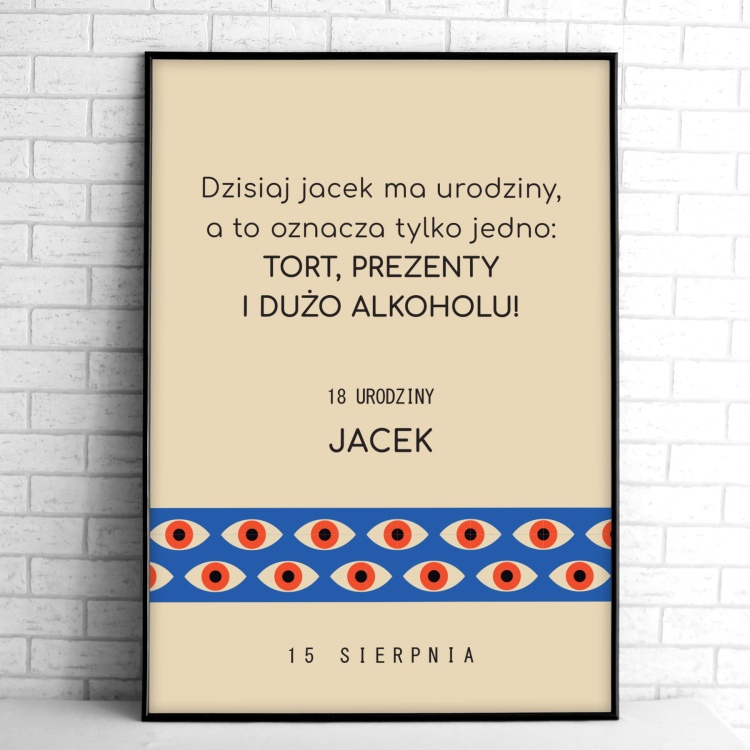 Tablice powitalne na przyjęcie urodzinowe ze wzorem z oczami