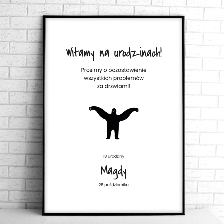 Tablice powitalne na przyjęcie urodzinowe ze śmiesznym stworkiem