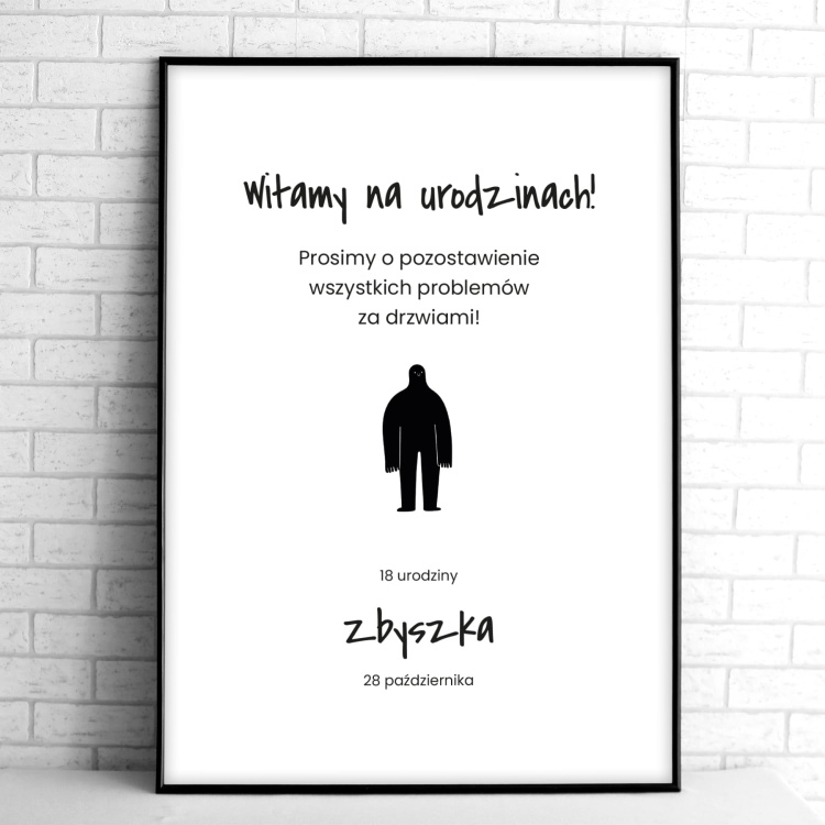 Tablice powitalne na przyjęcie urodzinowe z uśmiechniętym stworkiem