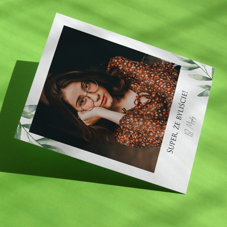 Polaroid podziękowanie dla gości - z motywem delikatnych liści