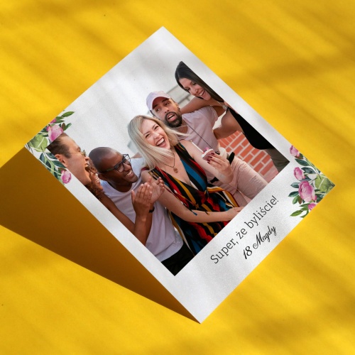 Polaroid podziękowanie dla gości - z piwonią