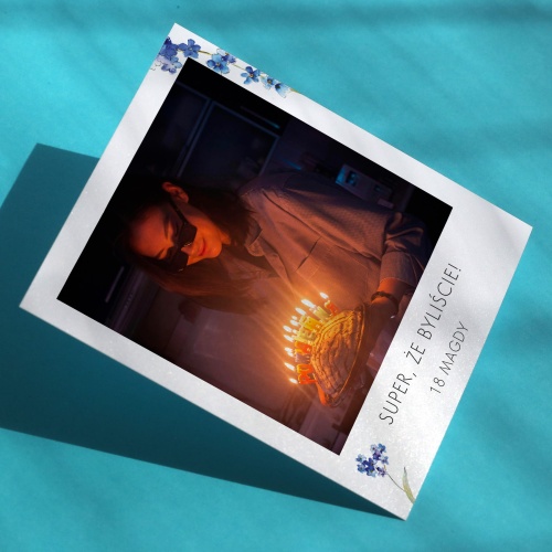 Polaroid podziękowanie dla gości - z niezapominajką