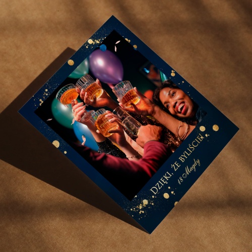 Polaroid podziękowanie dla gości - granatowo-złote