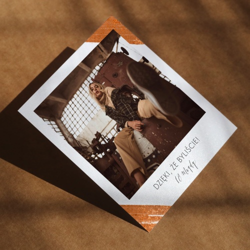 Polaroid podziękowanie dla gości - pomarańczowe