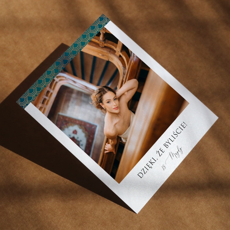 Polaroid podziękowanie dla gości - czarno-złote geometryczne