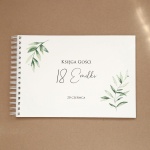 Księga gości na przyjęcie urodzinowe z motywem delikatnych liści