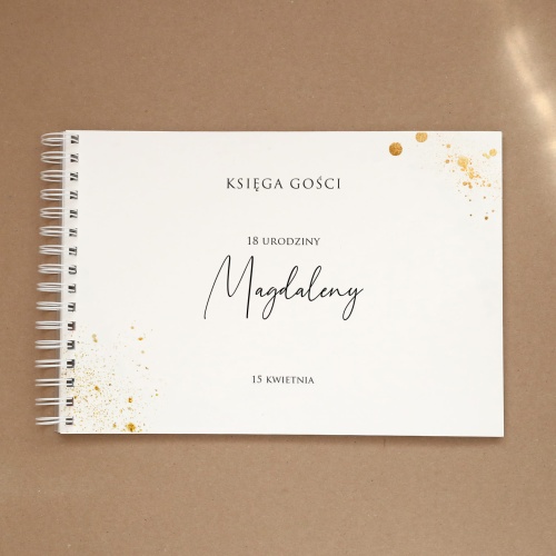Księga gości na przyjęcie urodzinowe ze złotym brokatem