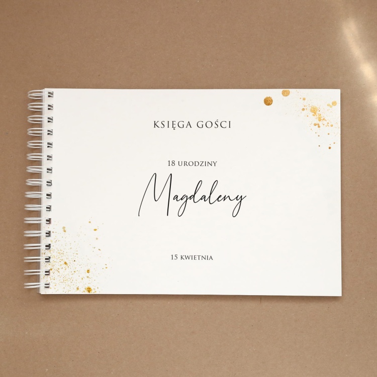 Księga gości na przyjęcie urodzinowe ze złotym brokatem