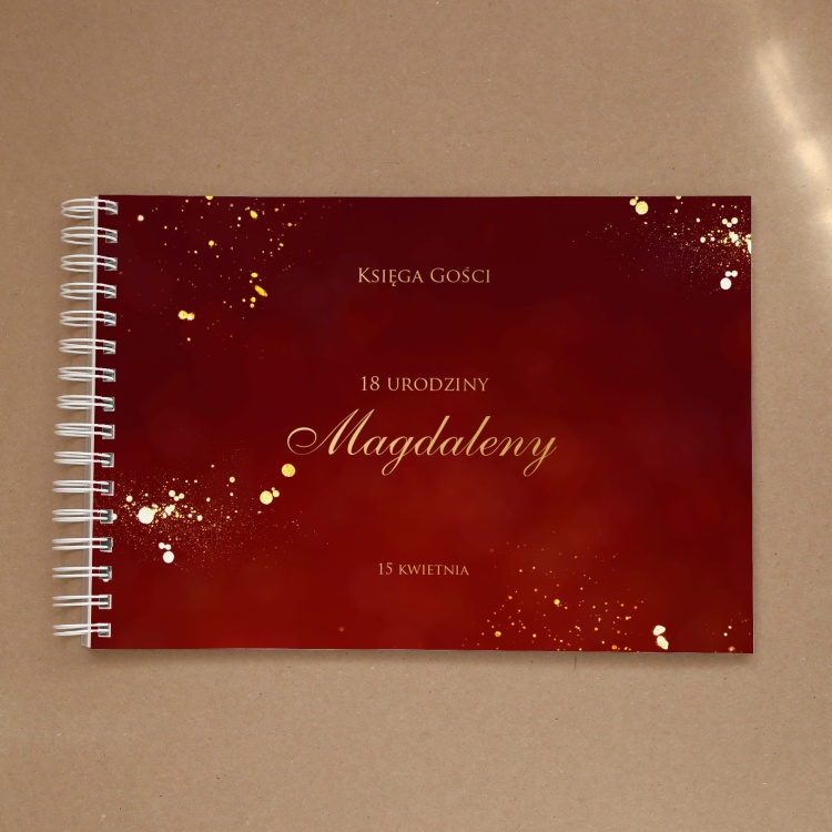 Księga gości na przyjęcie urodzinowe bordowo-złota