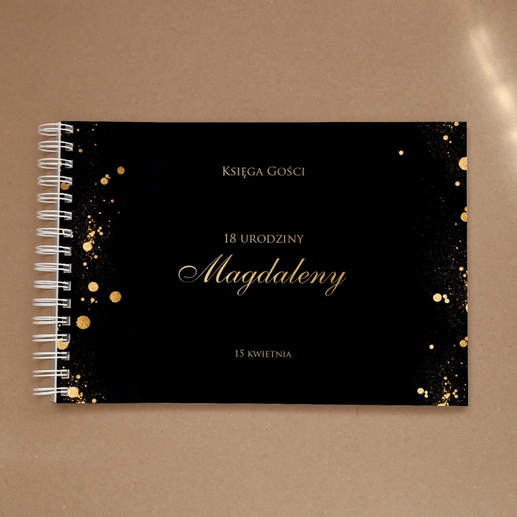 Księga gości na przyjęcie urodzinowe czarno-złota
