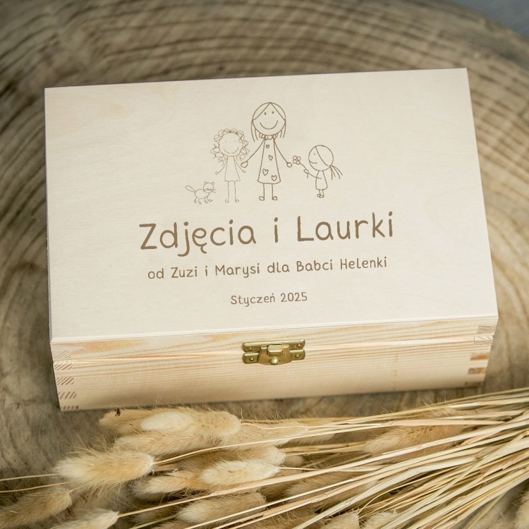 Szkatułka na zdjęcia i laurki dla Babci od wnuczek