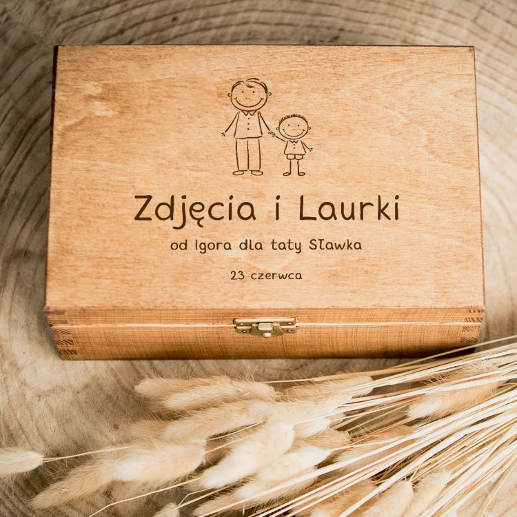 Szkatułka, pudełko dla taty od syna woskowana