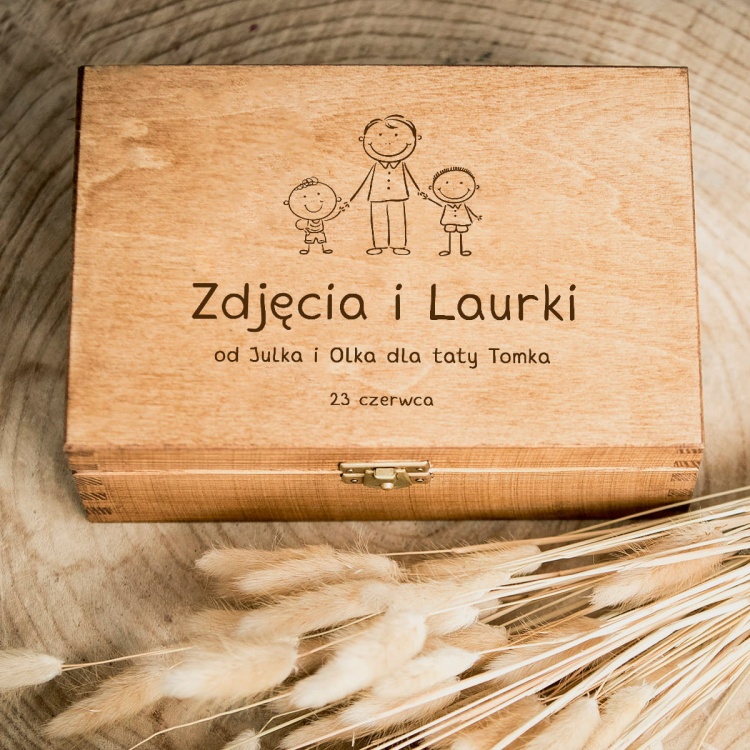 Szkatułka, pudełko dla taty od synów woskowana