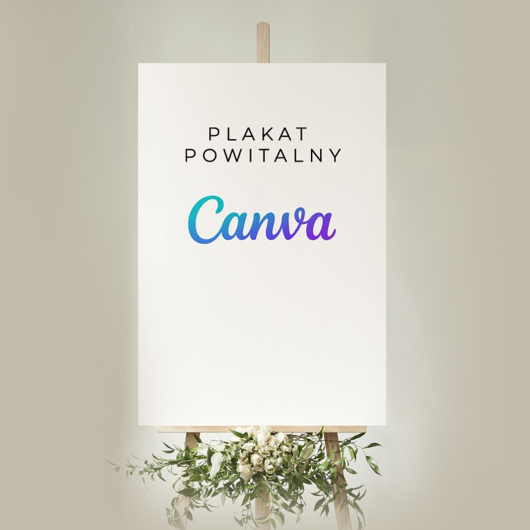 Druk dużego, pionowego plakatu powitalnego z Canvy