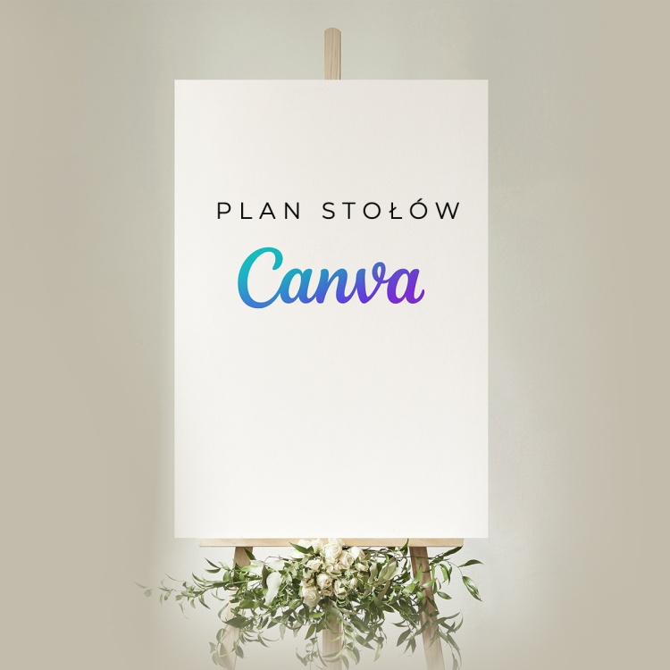 Druk planu stołów weselnych z Canvy - pion
