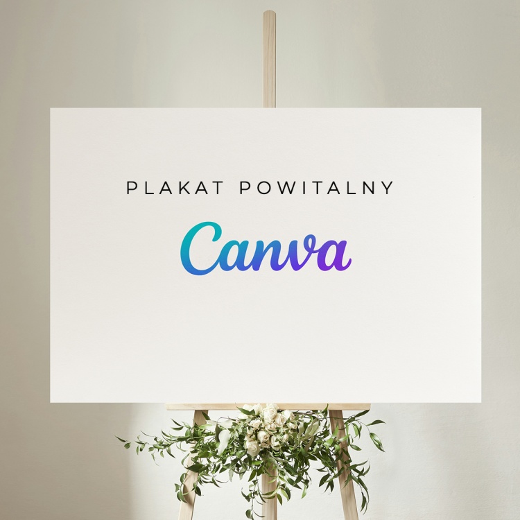 Druk dużego, poziomego plakatu powitalnego z Canvy