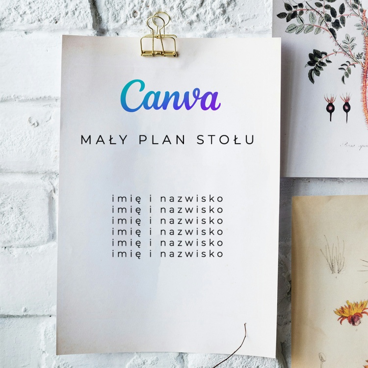 Mały plan stołu - wydruk z canva