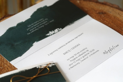 Eleganckie, zielone zaproszenia na 30 urodziny