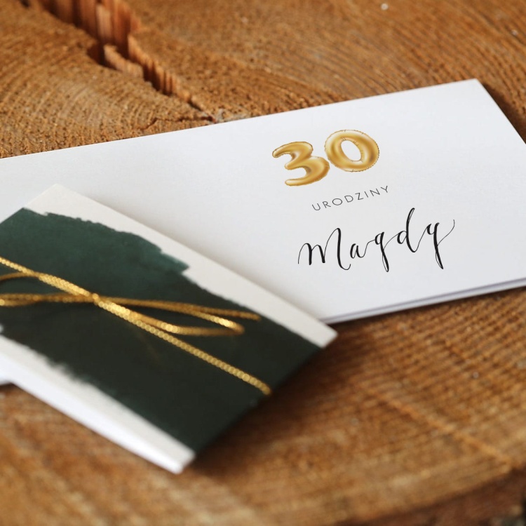 Eleganckie, zielone zaproszenia na 30 urodziny