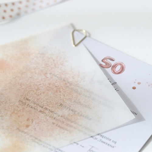Zaproszenia rose gold na 50 urodziny