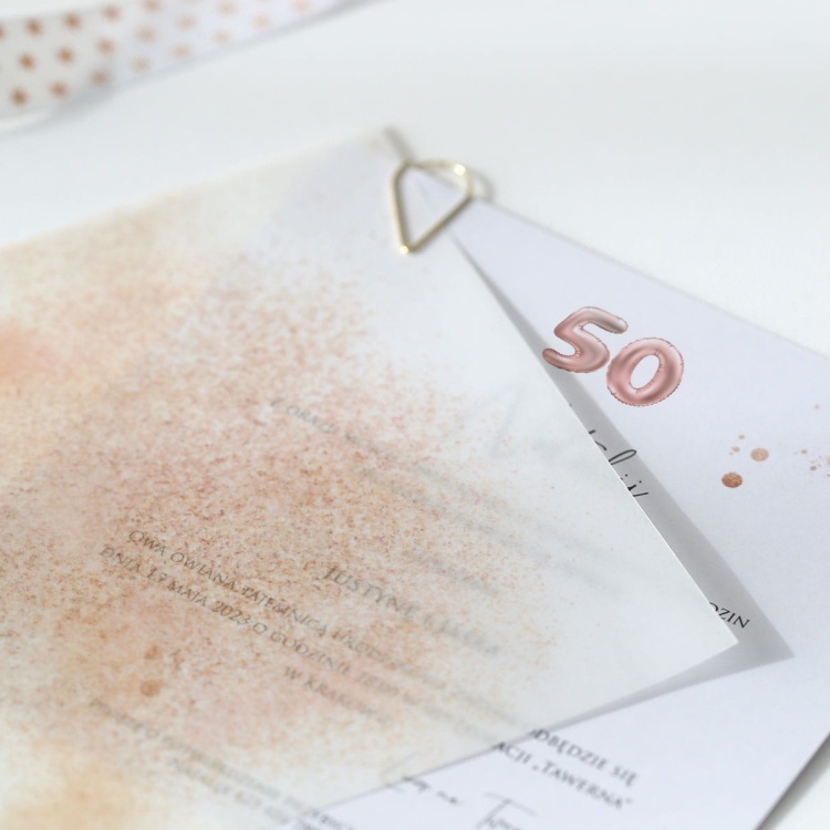 Zaproszenia rose gold na 50 urodziny