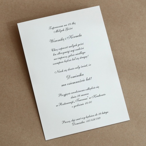 Eleganckie, śliczne zaproszenia na osiemnastkę