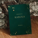 Złoto-szmaragdowe zaproszenia na 18 urodziny rozkładane