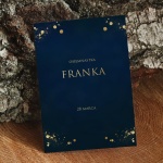 Granatowo-złote zaproszenia na 18 urodziny rozkładane