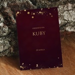 Bordowo-złote zaproszenia na 18 urodziny rozkładane