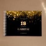 Księga gości na przyjęcie urodzinowe w złoto-czarnym motywie