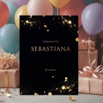 Czarno-złote zaproszenia na 18 urodziny rozkładane