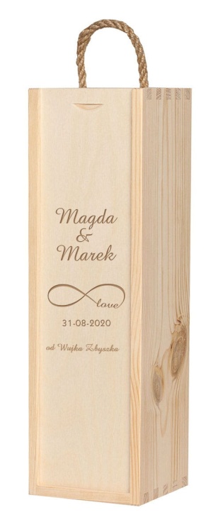 Pudełko na wino z podpisem - prezent ślubny