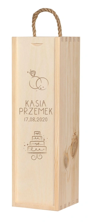 Grawerowana, ślubna skrzynka na wino