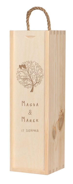 Grawerowana, skrzynka na wino ślubne