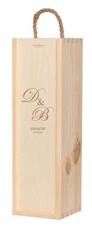 Grawerowana, skrzynka na wino ślubne