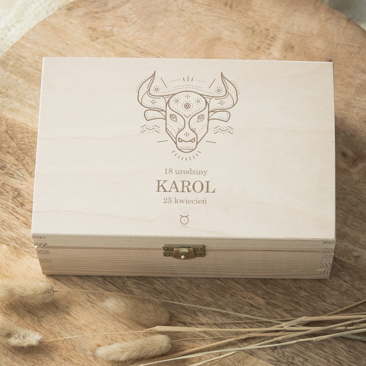 Pudełko na urodziny znak zodiaku byk - jasne