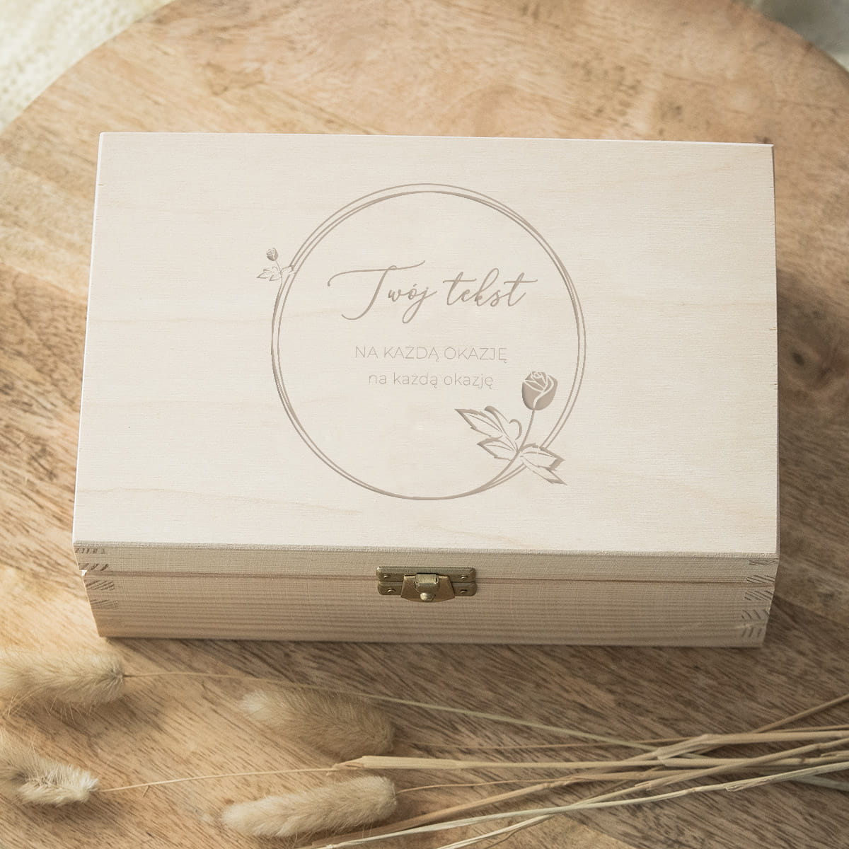 Szkatułka, pudełko z dedykacją - różyczką jasne