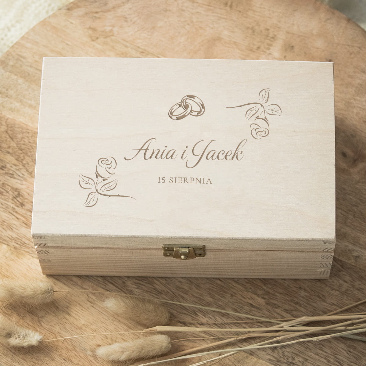 Szkatułka, pudełko z dedykacją na ślub - obrączki