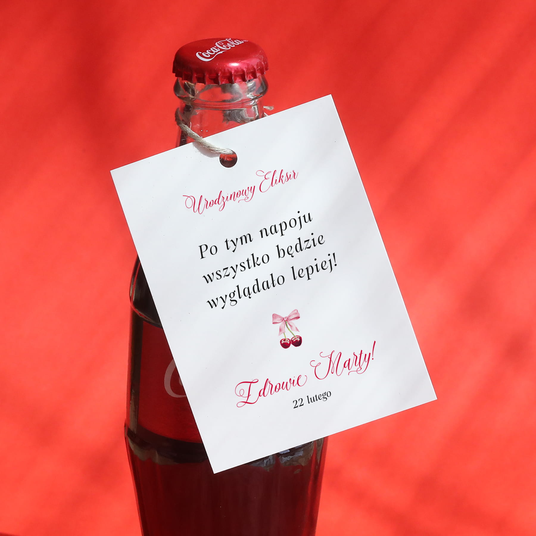 Urodzinowe zawieszki z kokardą z wisienkami- zestaw 18 szt