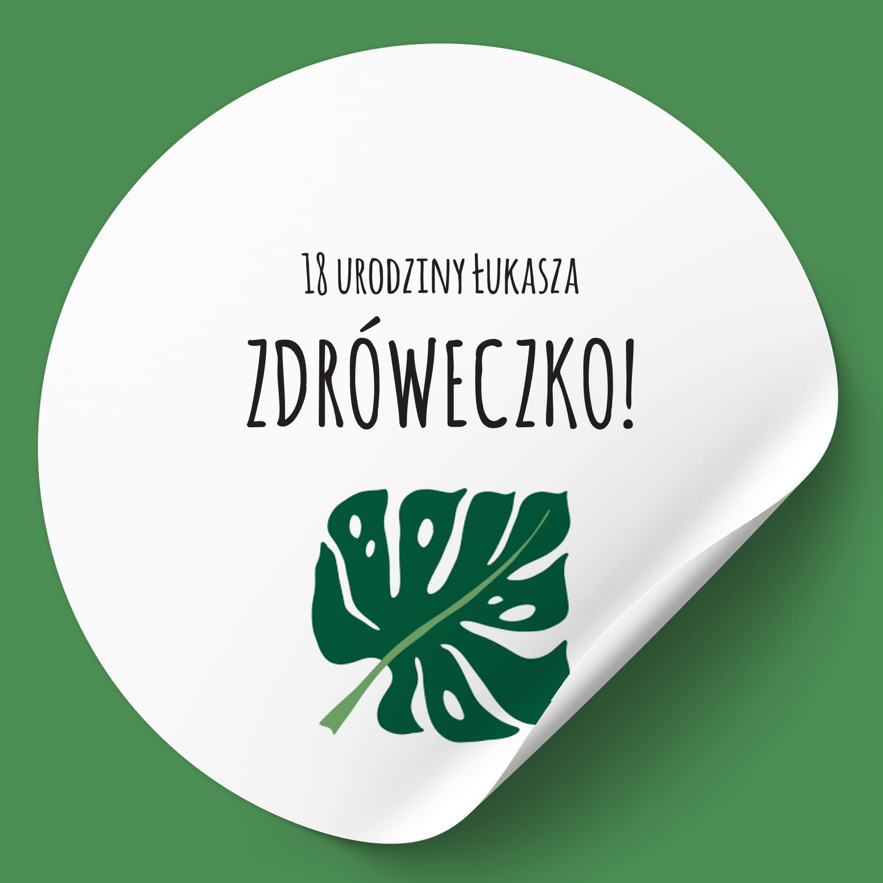 Naklejki na urodziny zielony listek